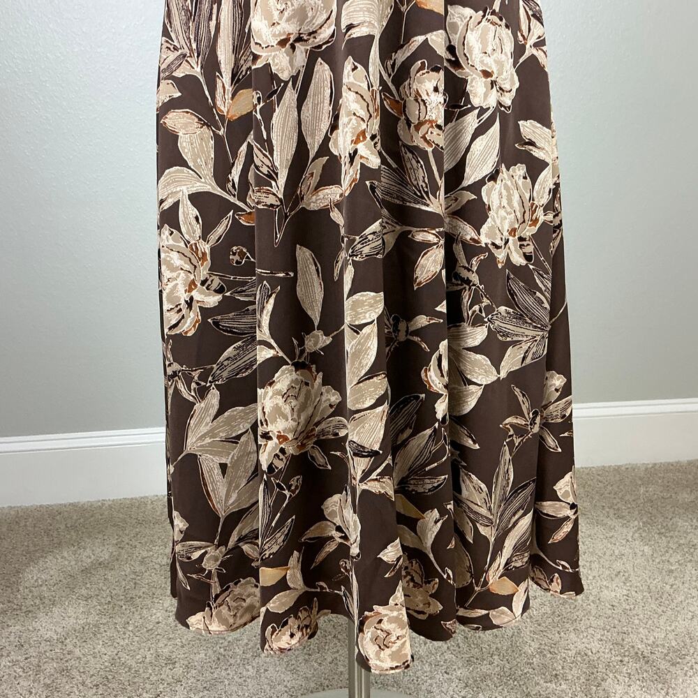 Dress the Population Women's Cocktail Dress Size XS Brown Floral A-Line Midi - Picture 9 of 12